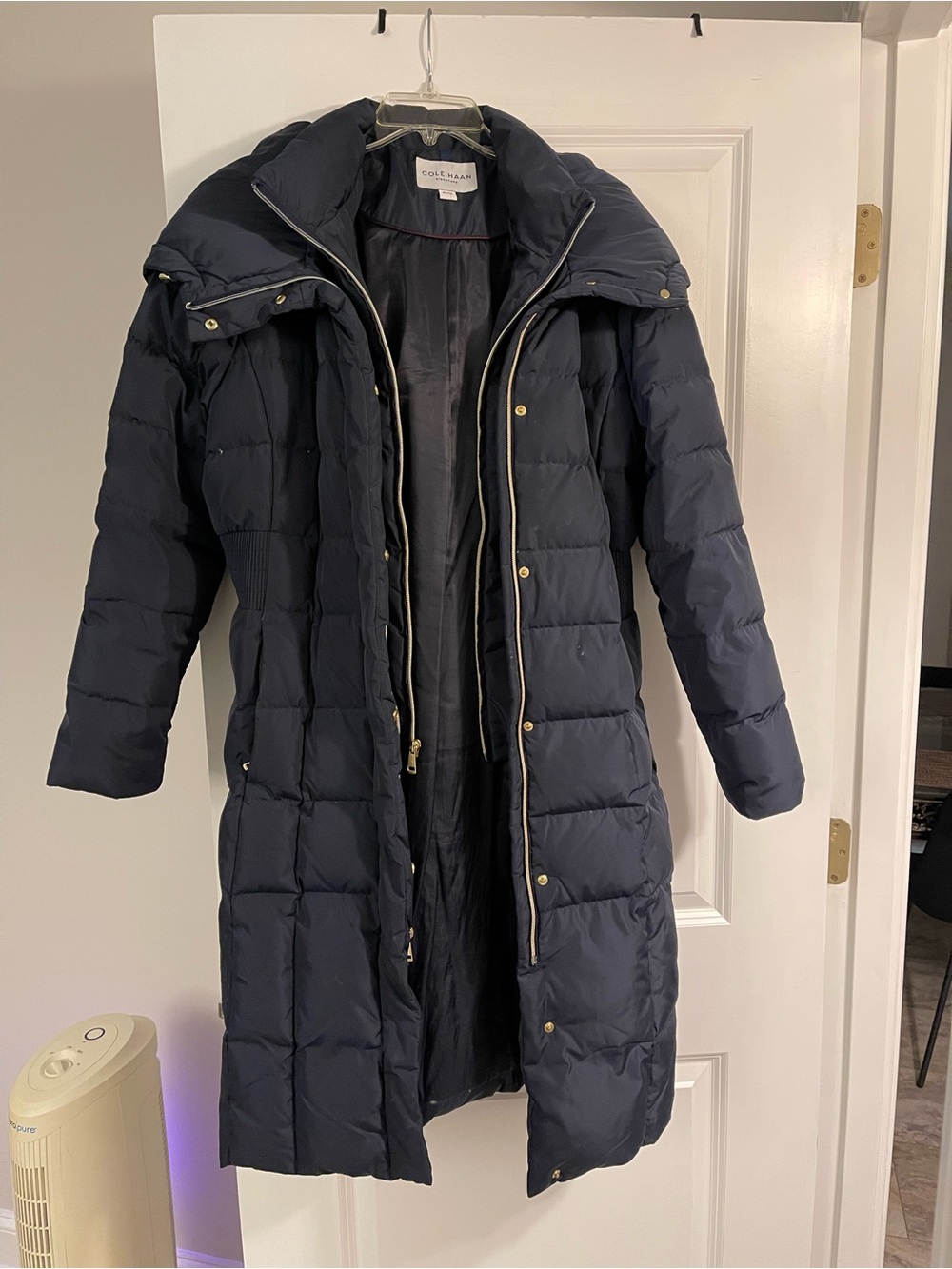 Cole Haan Women's Navy Long Puffer Coat XL